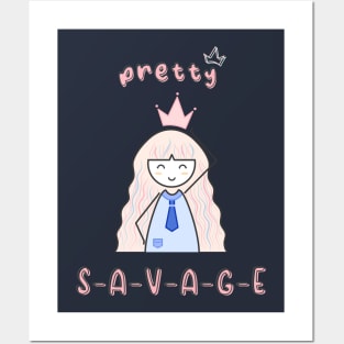 Aesthetic Pretty Savage Crown Girl Logo Design Posters and Art